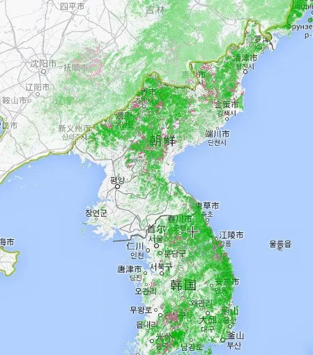 Image: South Korea forest distribution map